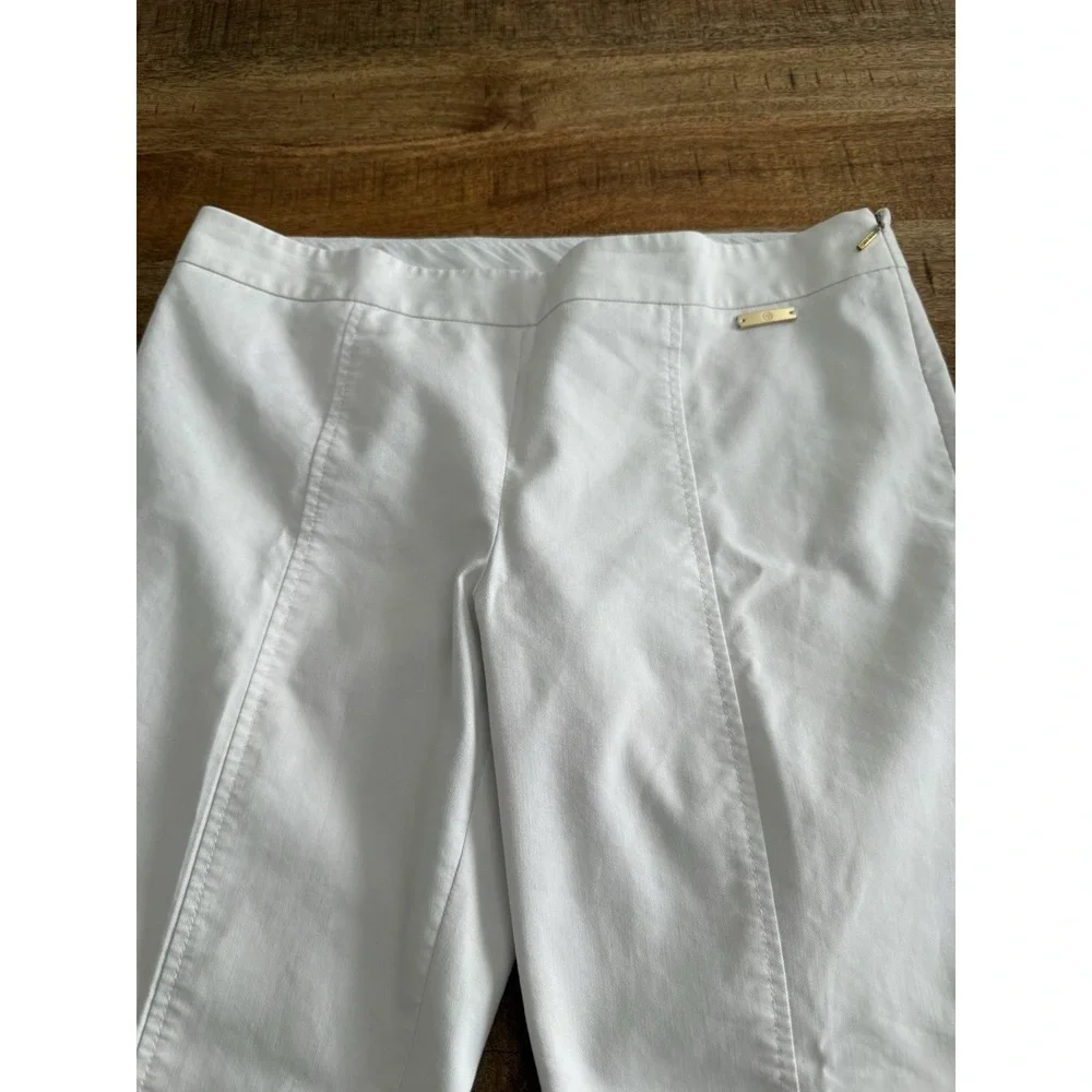 Tory Burch Womens White Ankle Pants Size 10 Stretch Crop Slim Career